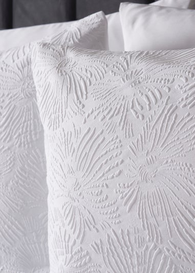White Flower Embossed Duvet Set