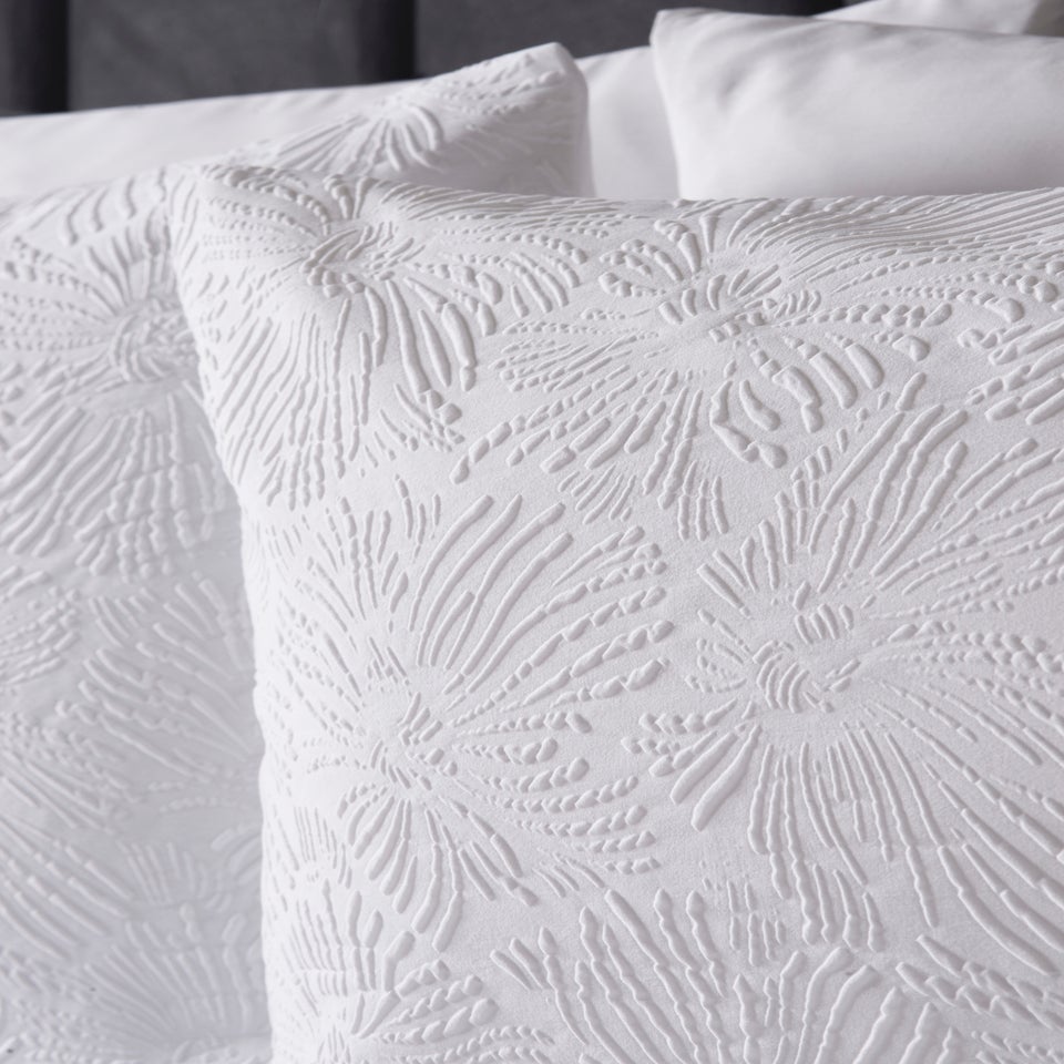 White Flower Embossed Duvet Set