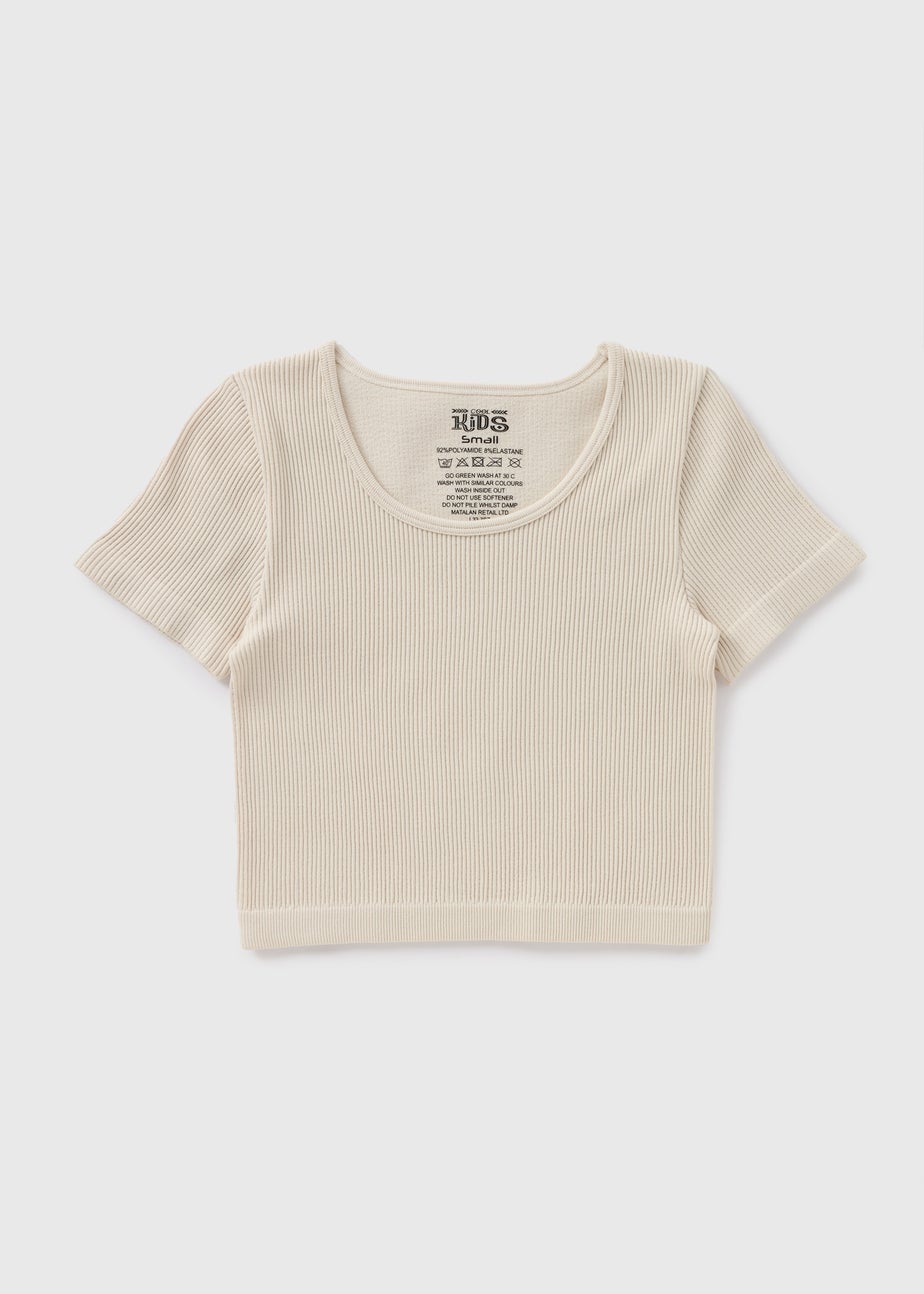 Girls Cream Seamless Top (7-15yrs)