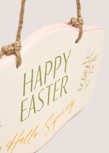 Cream Happy Easter Ceramic Sign