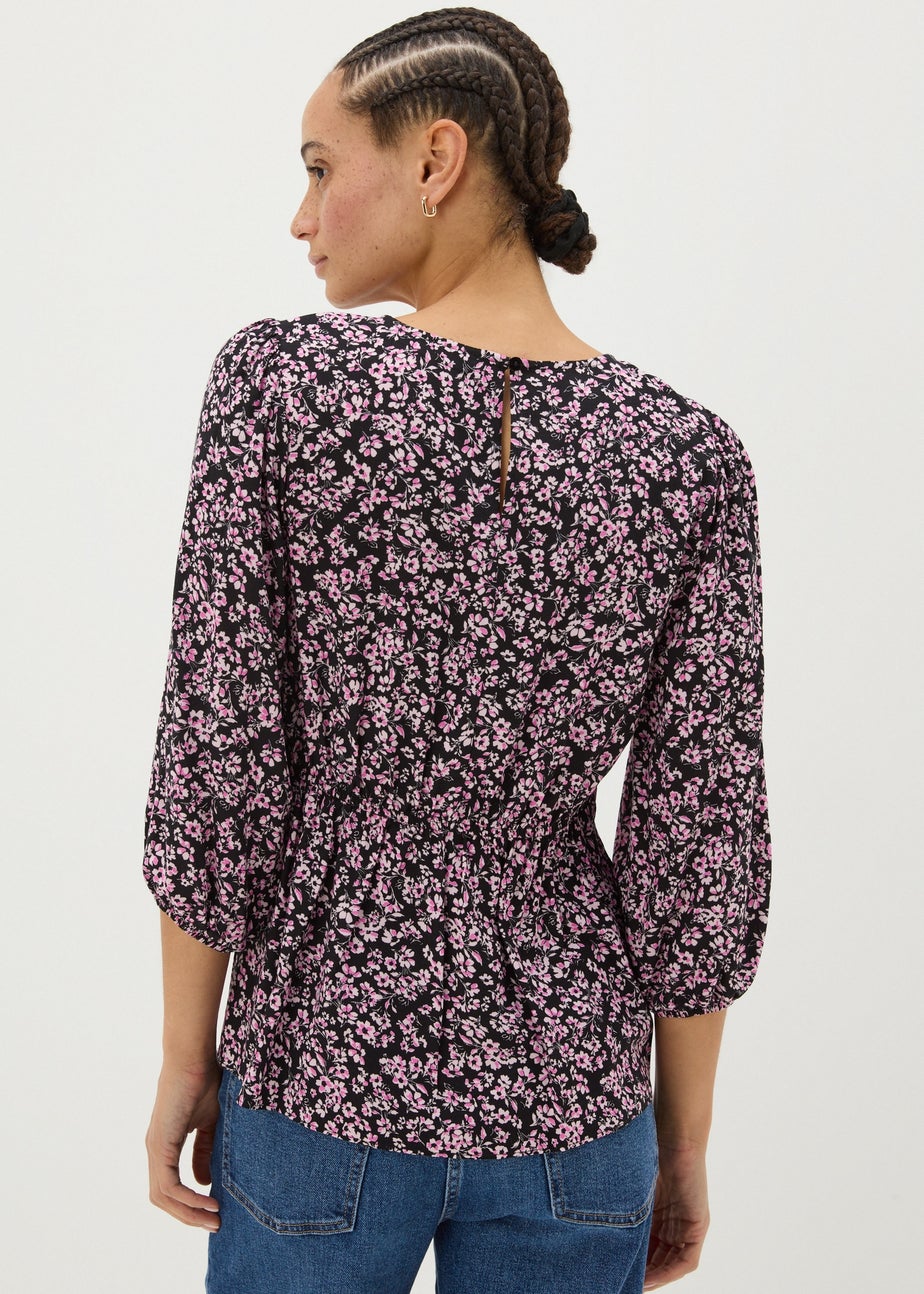 Black Ditsy Floral Blouse