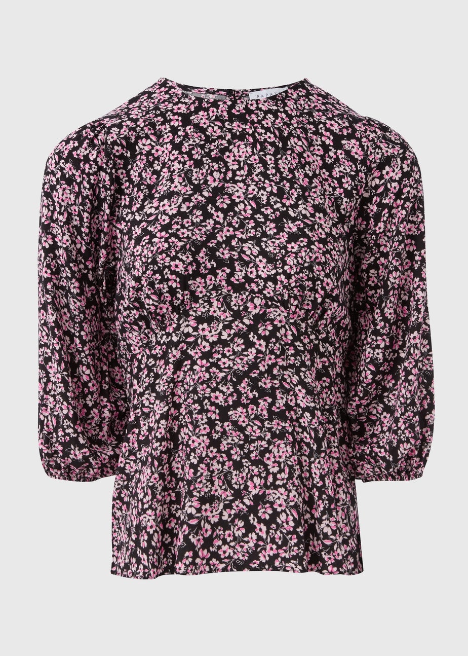 Black Ditsy Floral Blouse