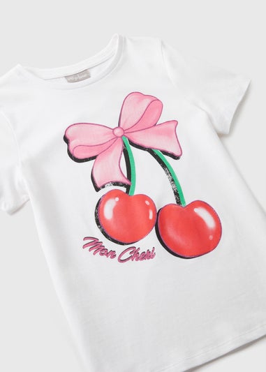 Girls White Cherry T-Shirt (7-15yrs)