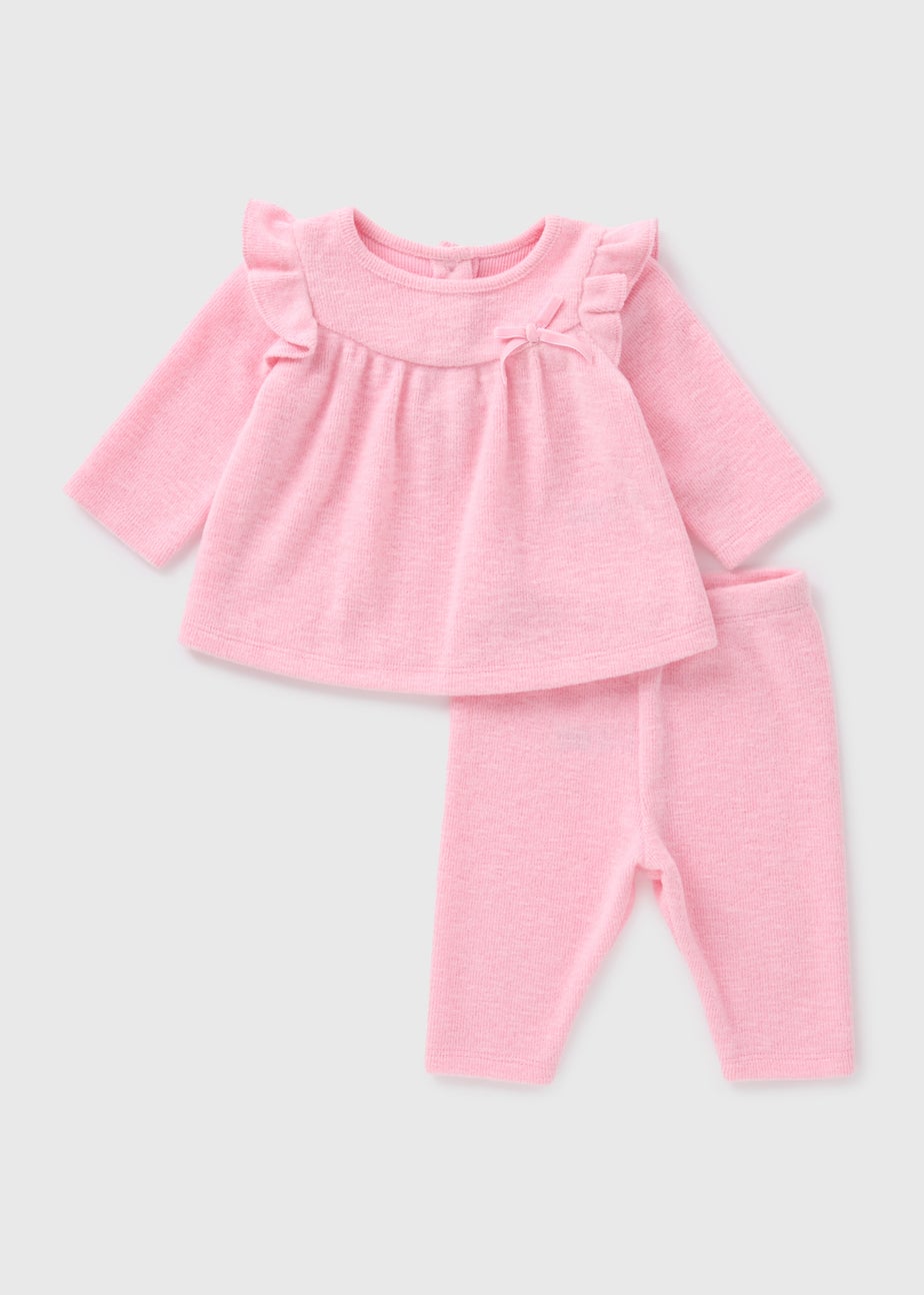 Pink Girls Peplum Top & Leggings Set (Newborn-23mths)