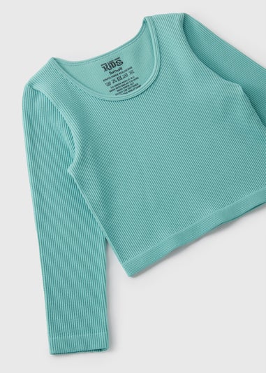 Girls Teal Seamless Long Sleeve Top (7-15yrs)