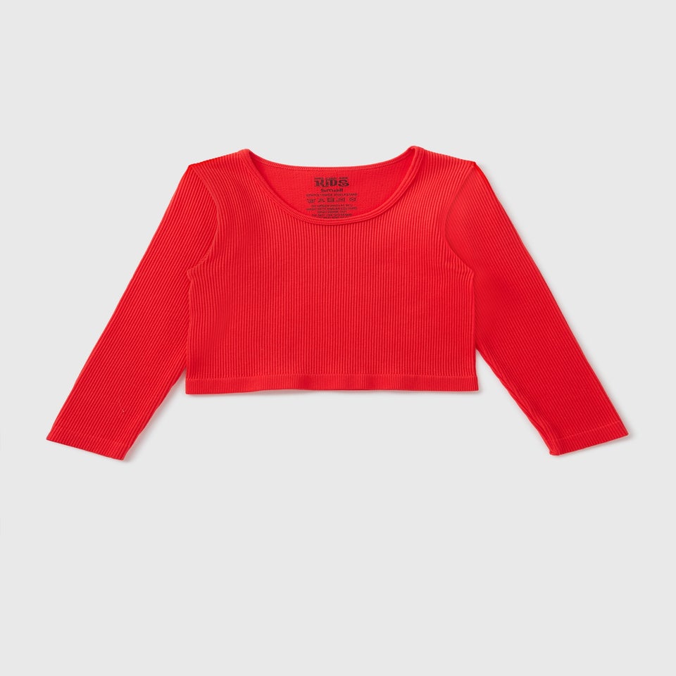 Girls Red Long Sleeve Seamless Top (7-15yrs)