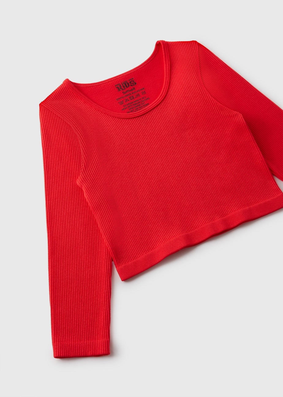 Girls Red Long Sleeve Seamless Top (7-15yrs)