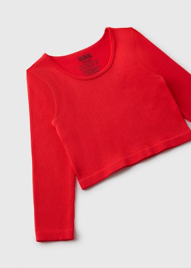 Girls Red Long Sleeve Seamless Top (7-15yrs)