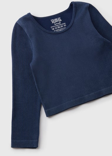 Girls Dark Blue Long Sleeve Seamless Top (7-15yrs)