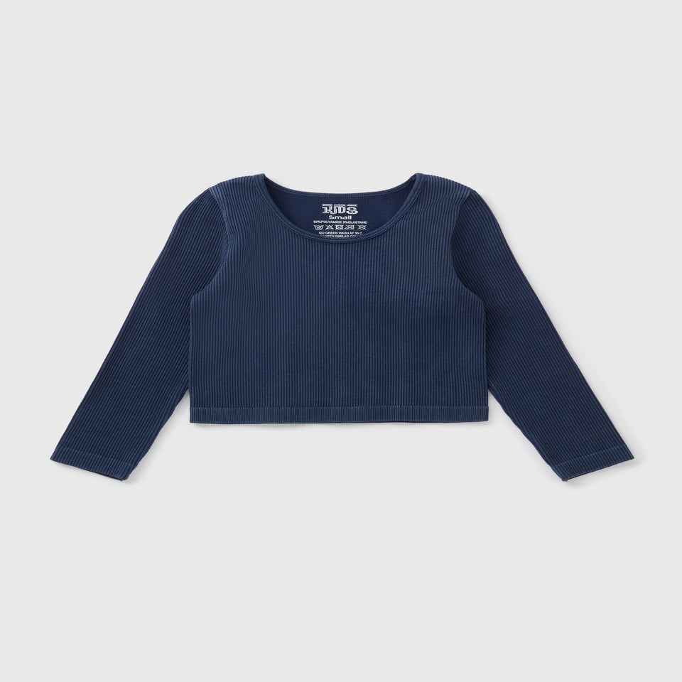 Girls Dark Blue Long Sleeve Seamless Top (7-15yrs)