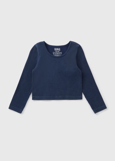 Girls Dark Blue Long Sleeve Seamless Top (7-15yrs)