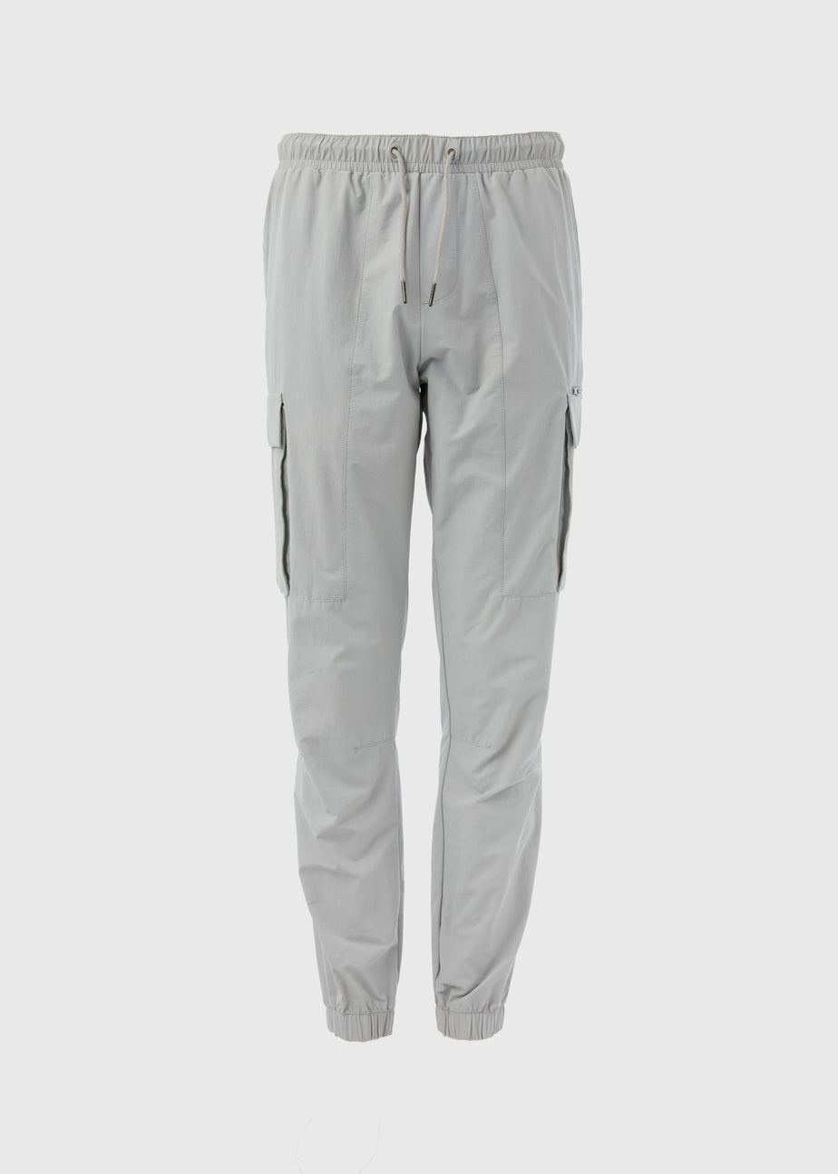 Grey Tech Cuffed Cargo Trousers