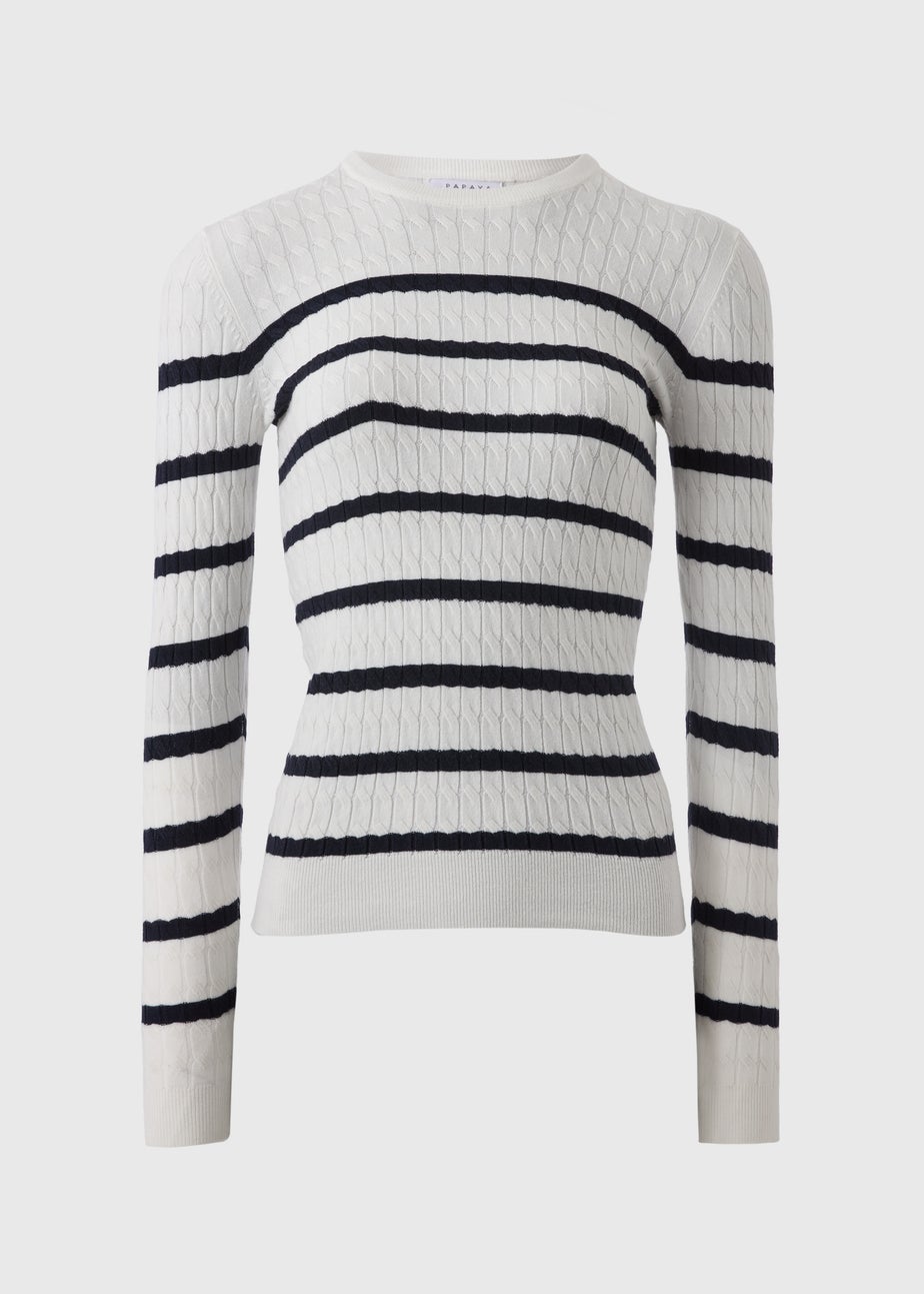 Cream Baby Cable Stripe Jumper