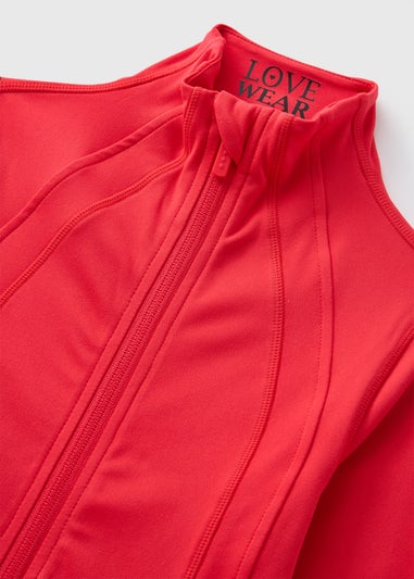 Girls Red Zip Up Sports Jacket (7-15yrs)