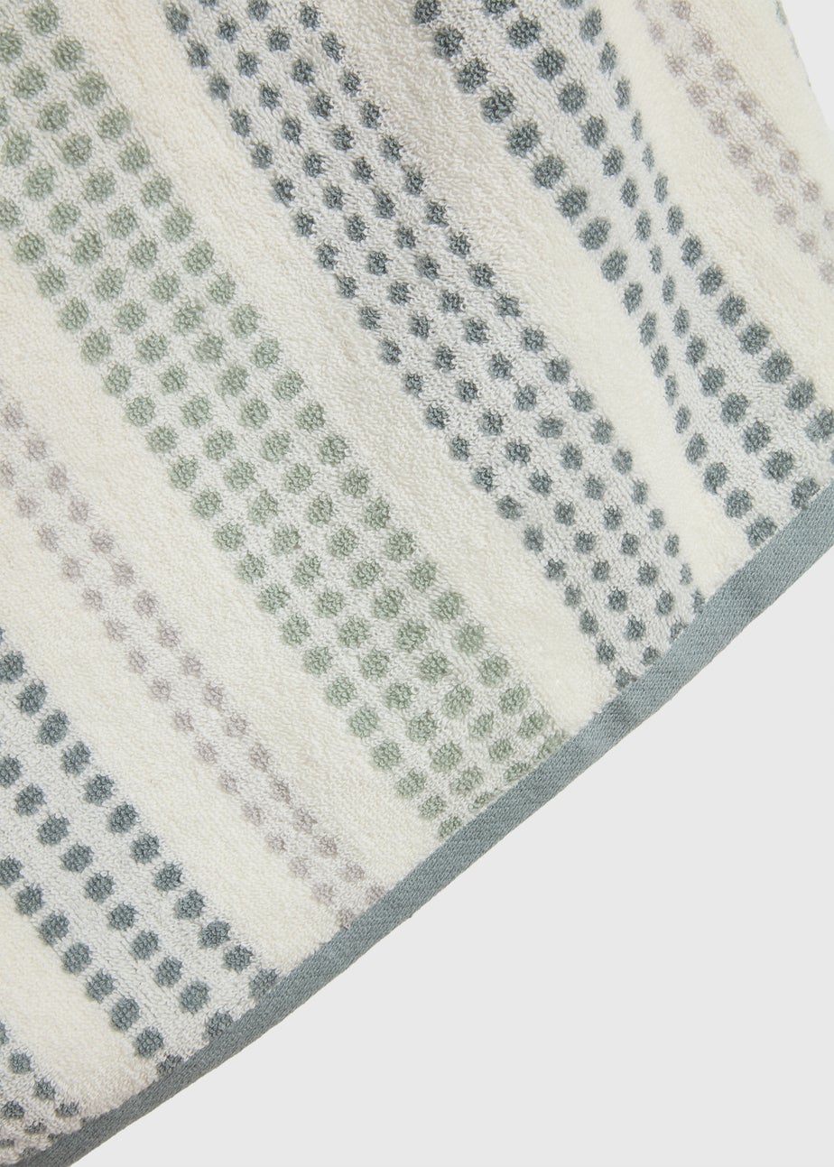 Cream Spot Striped Jacquard Towel