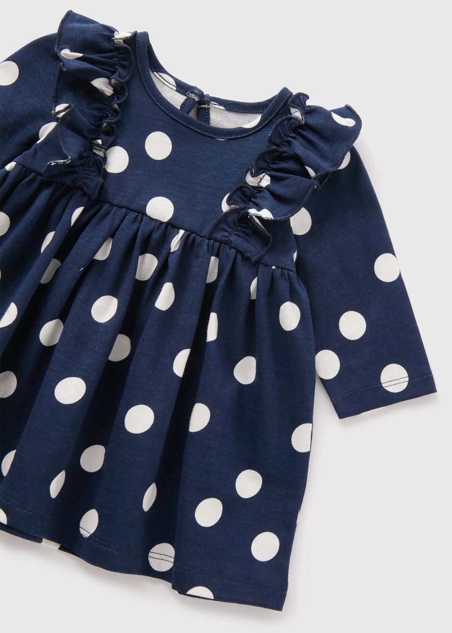 Baby Navy Spot Dress (Newborn-23mths)