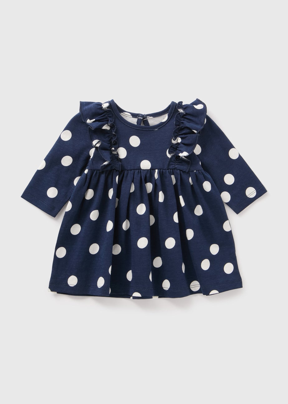 Baby Navy Spot Dress (Newborn-23mths)