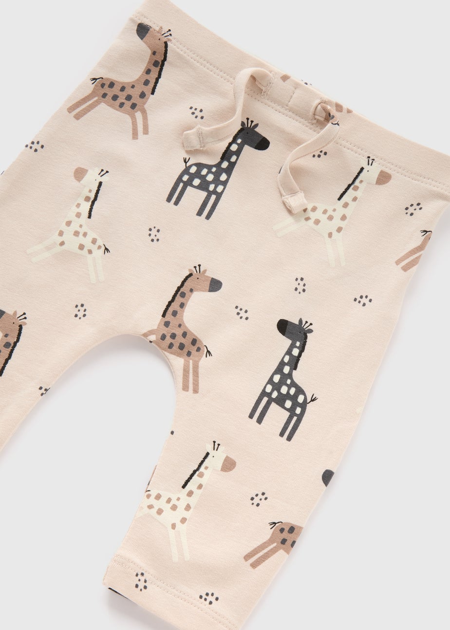 Baby Beige Giraffe Print Leggings (Newborn-23mths)