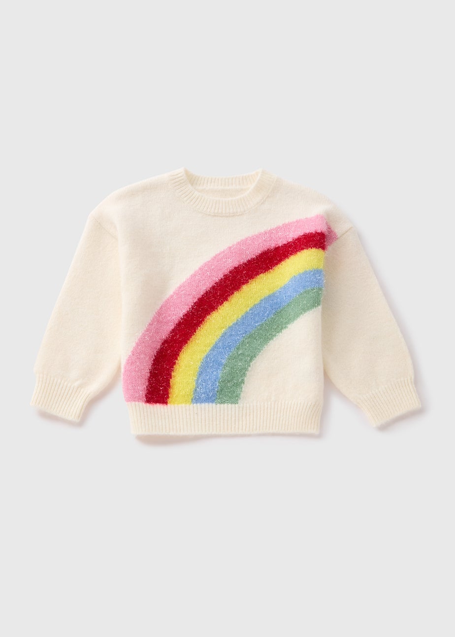 Girls Cream Rainbow Knit Jumper (1-7yrs)