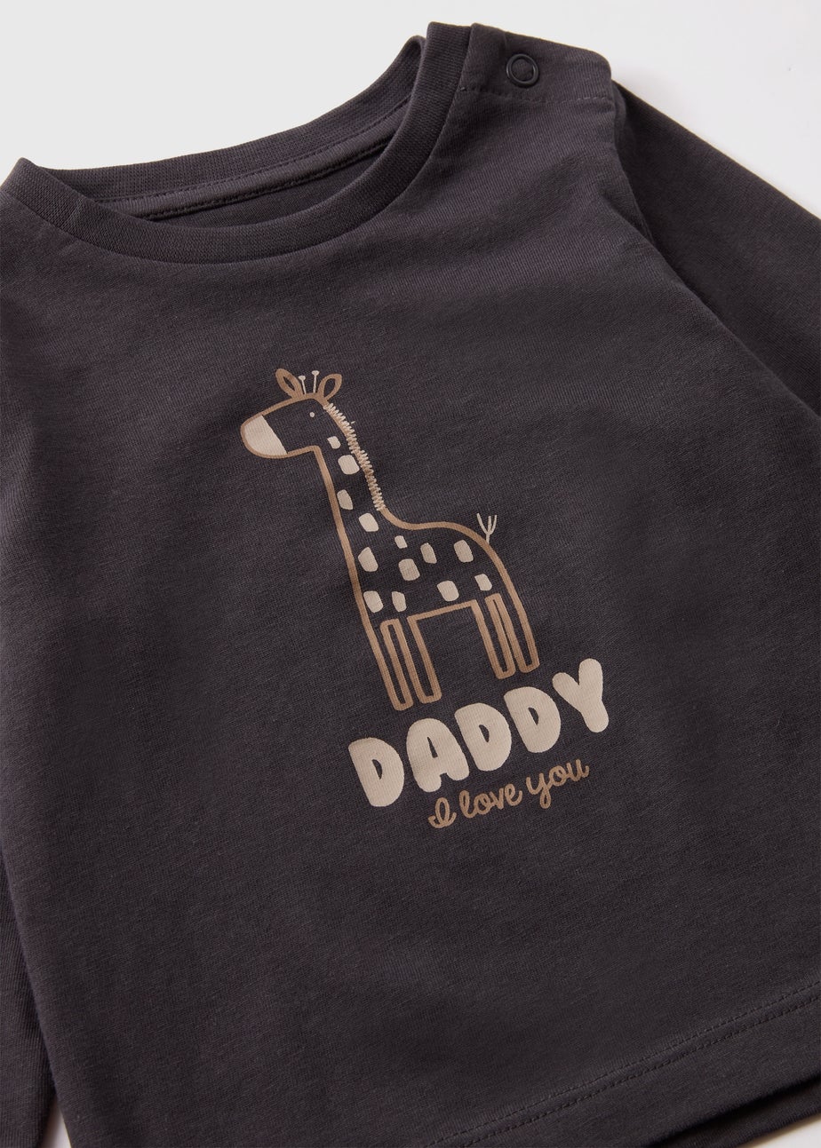 Baby Charcoal Giraffe Daddy Long Sleeve Top (Newborn-23mths)