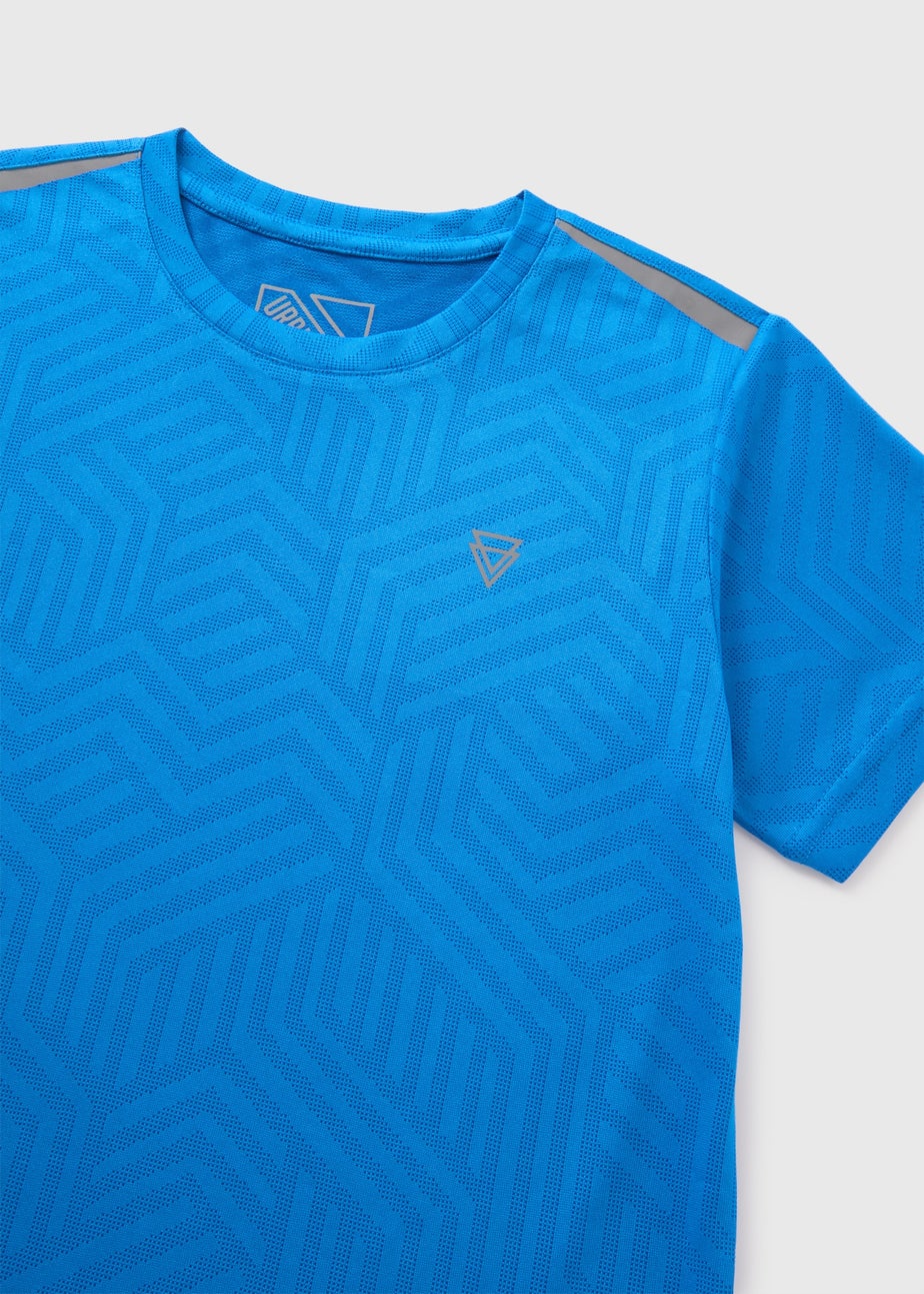 Boys Blue Jacquard Sports T-Shirt (7-15yrs)