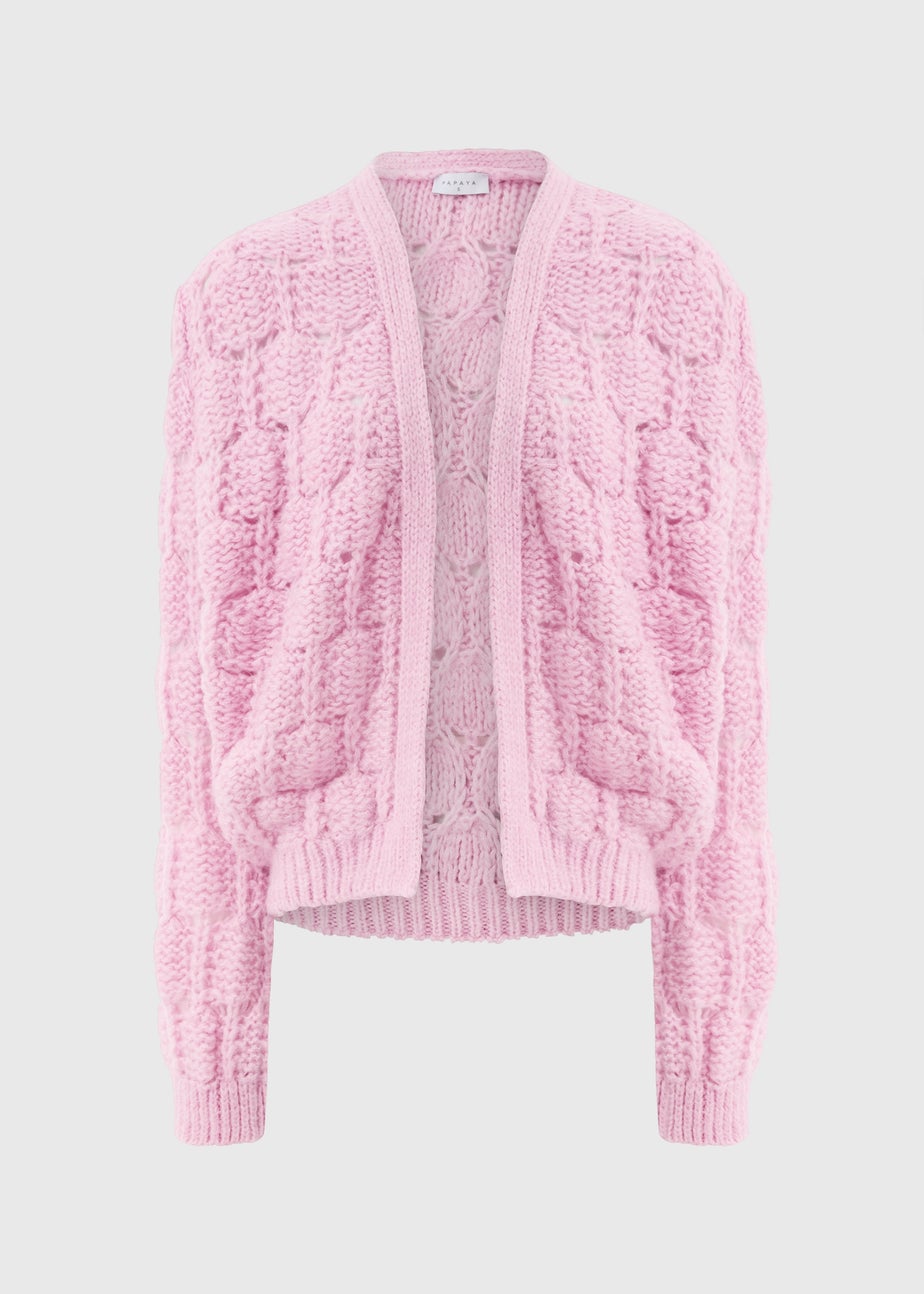 Papaya Petite Pink Chunky Knit Cardigan