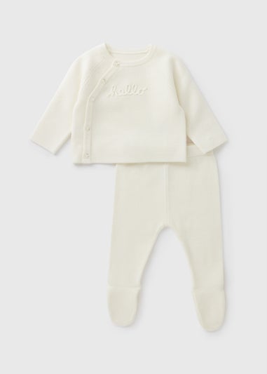 2 Piece Cream Knitted Top & Legging Set (Newborn-12mths)