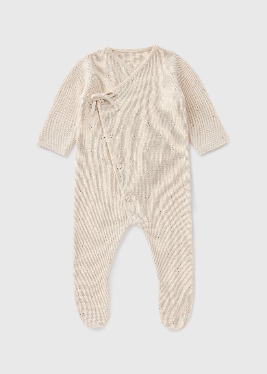 Baby Cream Knitted Wrap Sleepsuit (Newborn-12mths)