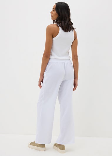 White Wide Leg Drawstring Trousers
