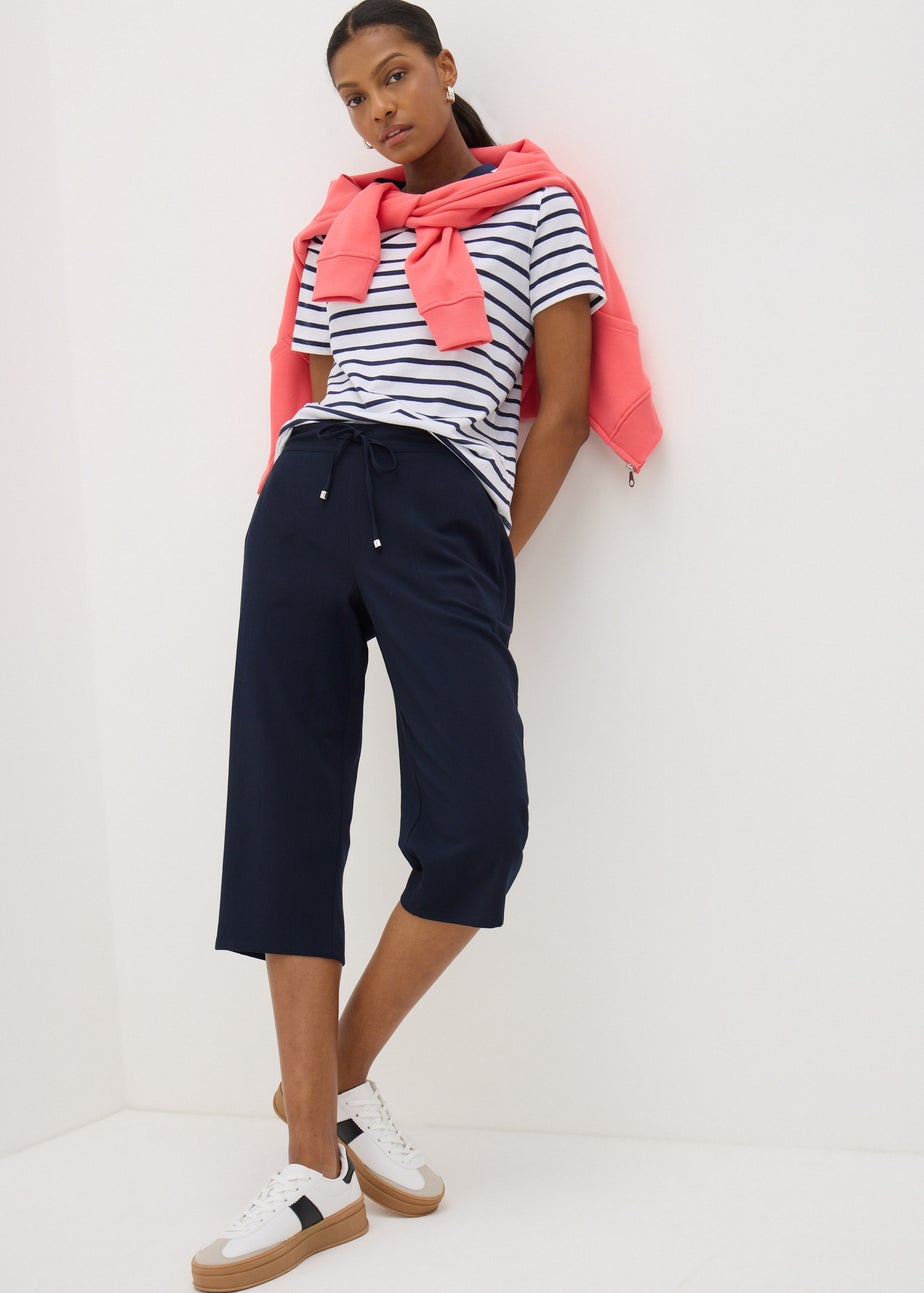 Navy Cropped Trousers
