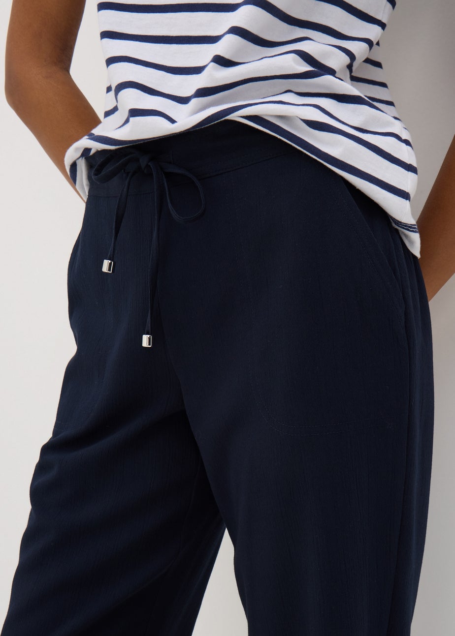 Navy Cropped Trousers