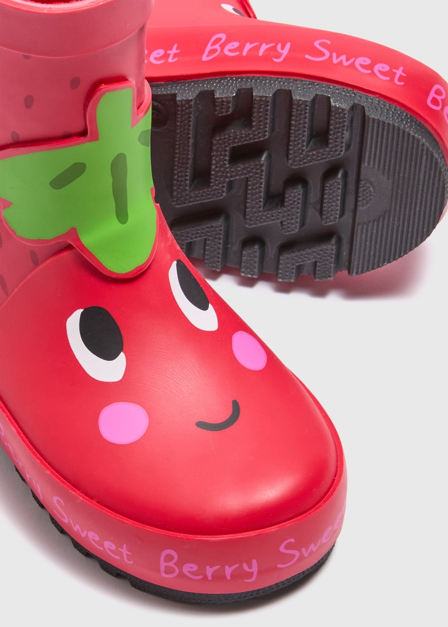 Girls Red Strawberry Wellies (Younger 4-12)