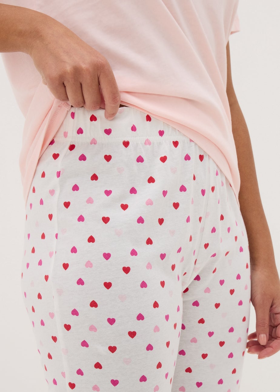 Cream Heart Print Pyjama Bottoms