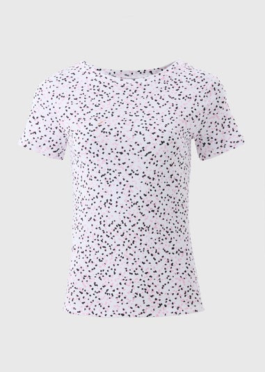 White Fitted Spot Print T-Shirt