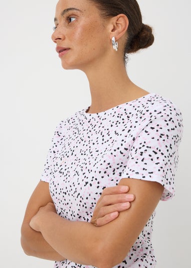 White Fitted Spot Print T-Shirt