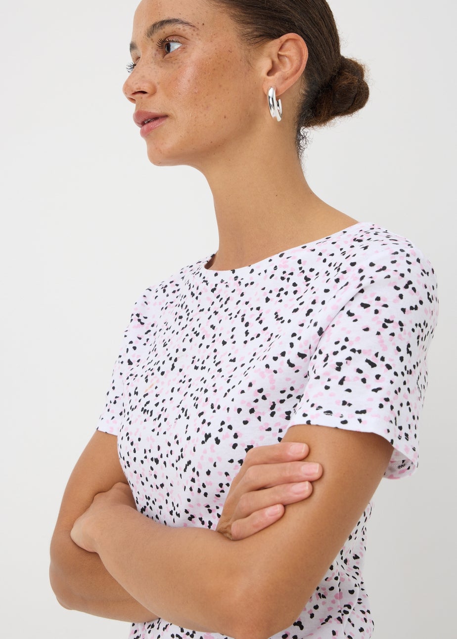 White Fitted Spot Print T-Shirt