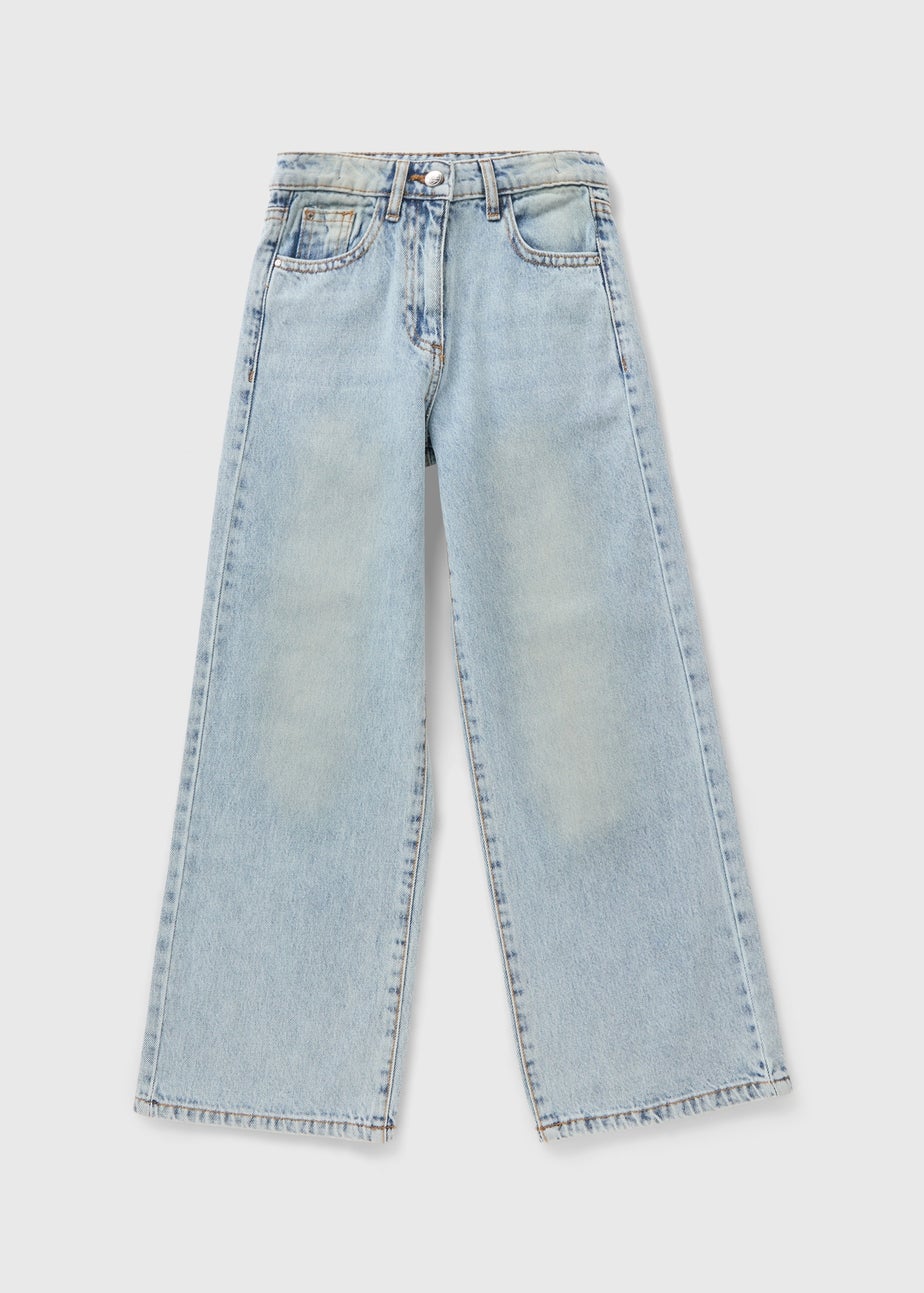 Girls Light Wash Wide Leg Jeans (7-15yrs)