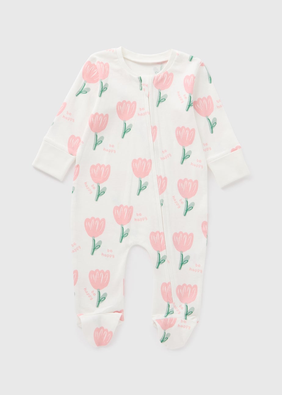 Baby Cream Tulip Zipped Sleepsuit (Newborn-18mths)
