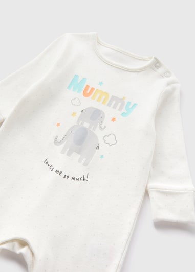 Baby Cream Mummy Elephant Sleepsuits (Newborn-18mths)