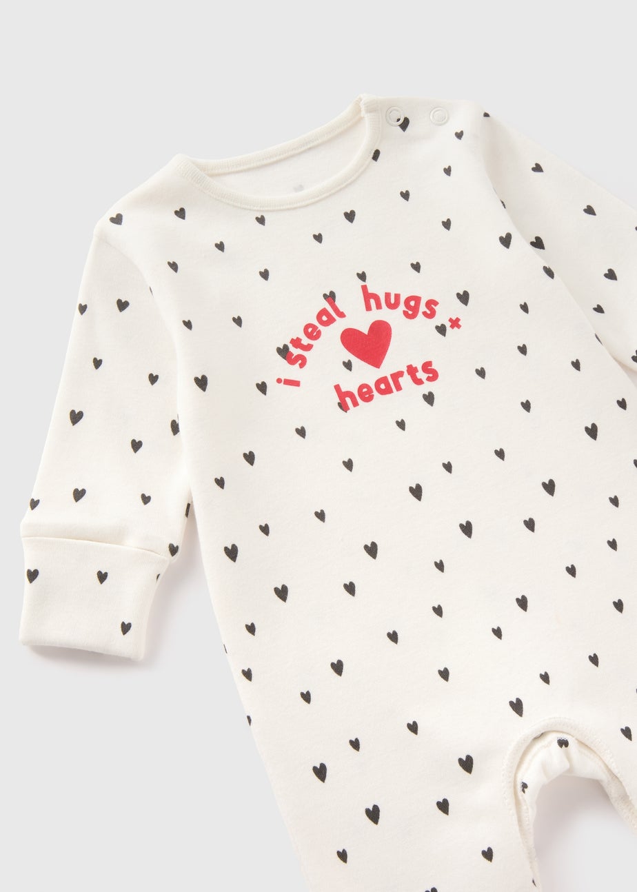 Baby Cream Valentines Sleepsuit (Newborn-18mths)