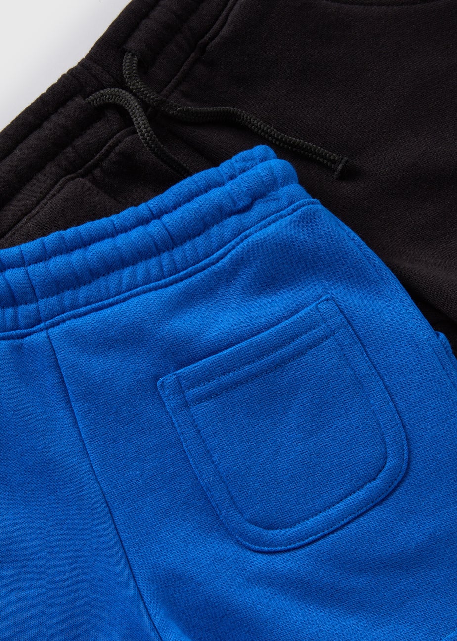 2 Pack Black & Blue Jogger Shorts (1-7yrs)