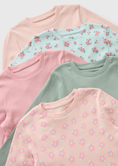 5 Pack Girls Floral Long Sleeve Tops (1-7yrs)
