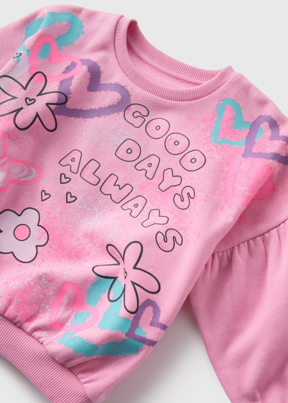 Girls Pink Graffiti Sweatshirt (1-7yrs)