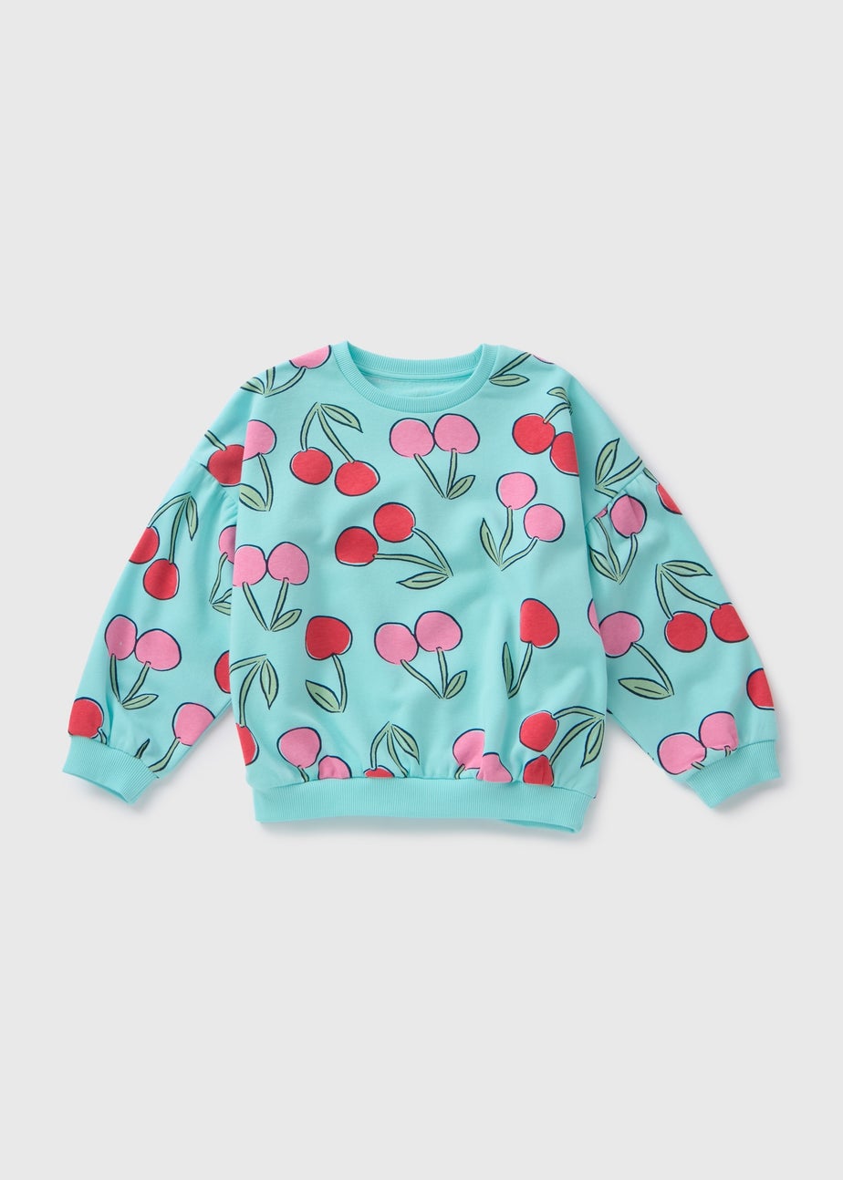 Girls Blue Cherry Sweatshirt (1-7yrs)