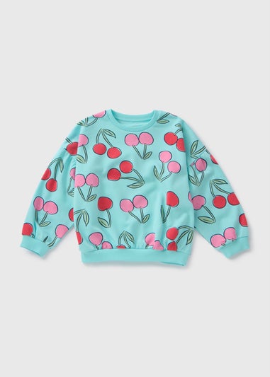 Girls Blue Cherry Sweatshirt (1-7yrs)