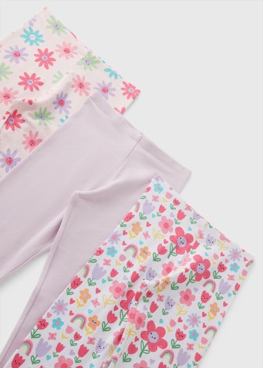 3 Pack Girls Pink Fun Leggings (1-7yrs)