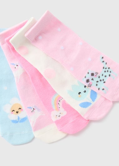 5 Pack Girls Pink Pretty Socks (Younger 6-Older 5.5)