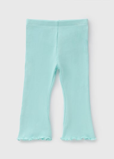 Girls Blue Ribbed Flared Leggings (1-7yrs)