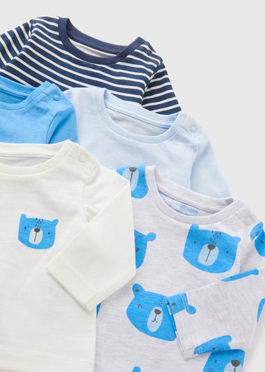 5 Pack Baby Blue Bear Long Sleeve Tops (Newborn-23mths)