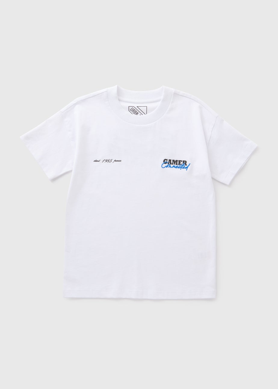 Boys White Gamer Oversized T-Shirt (7-15yrs)